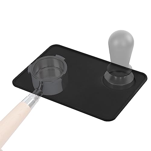 ALXBSONE Espresso Tamper Mat,Silicone Gel Coffee Tamper Mat Black Anti-Slip,for Barista Tool Home Kitchen Office Shop,Waterproof and Heat Resistant(Plane)