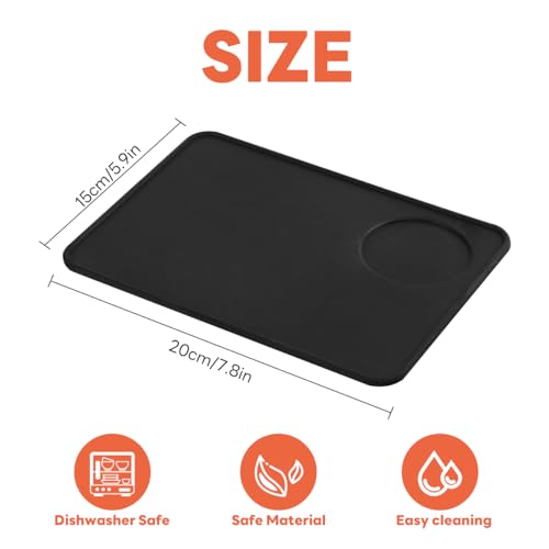 ALXBSONE Espresso Tamper Mat,Silicone Gel Coffee Tamper Mat Black Anti-Slip,for Barista Tool Home Kitchen Office Shop,Waterproof and Heat Resistant(Plane)