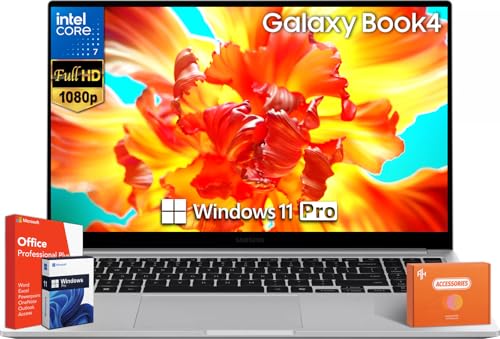 SAMSUNG Galaxy Book4 Copilot AI PC Business Laptop, Microsoft Office Lifetime License & Windows 11 Pro, Intel 10-Core 7