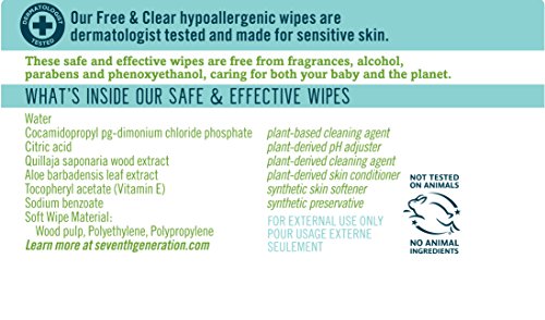 Seventh Generation Baby Wipes, Free & Clear Refill with Tape Seal