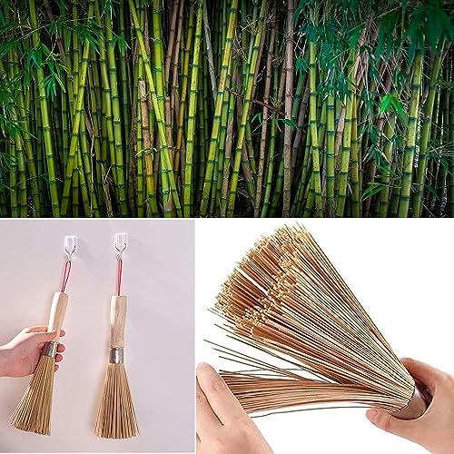4pcs Wok Brush,tawashi Brush Include 2 Traditional Natural Bamboo Brush,Bamboo Brush