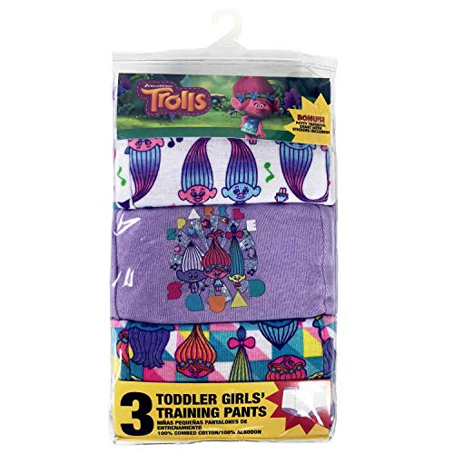 Trolls 3 Pack Padded Potty Training Pants With Poppy and Branch includes Success Chart & Stickers, sizes 2T
