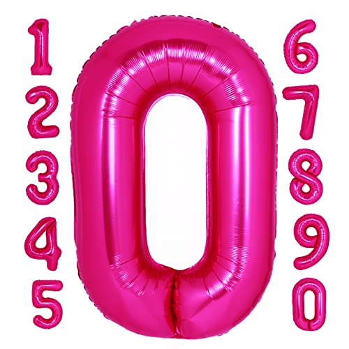 Giant 40 Inch Hot Pink Number 0 Balloon Jumbo Digit 0 Mylar Foil Helium Pink 0 Balloons for kids Birthday Party Decors Supplies Celebration Graduations Anniversary Baby Shower Photo Shoot