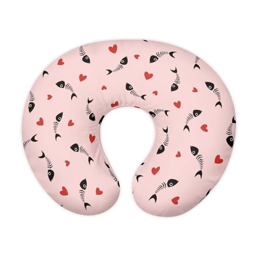 Mintulipy Nursing Pillow Cover with Hidden Zipper Fish Bones Super Soft for Moms/Baby Nursing Pillow Cover Stretchy Removable Cover for Breastfeeding Pillows Pink