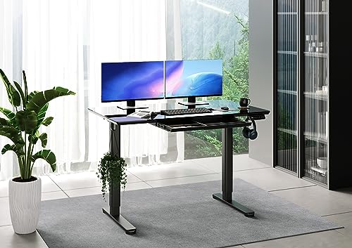 INNOVAR Glass Standing Desk with Drawers