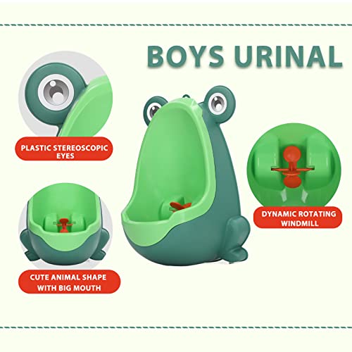 Children Frog Potty Training Urinal Toilet with Funny Aiming Target Children Kids Wall Mounted Frog Toilet Pee Trainer for Toddler(Green)