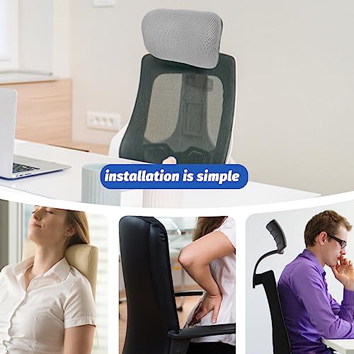 NUOBESTY Head Rest Office Chair Cushion Adjustable Mesh Headrest Attachment Universal Neck Support Cushion for Office Chair(Grey