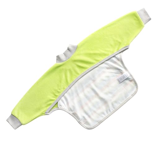 Kiddologic Bibit-all Baby Feeding Bib, Long Sleeves, Ribbed Cuffs, High Collar, Stretchy Pullover Smock, Soft Absorbent Terry, Waterproof Lining, Unisex Infant 6