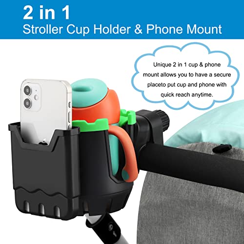 Accmor Stroller Cup Holder with Phone Holder, Universal Cup Holder, Bike Cup Holder