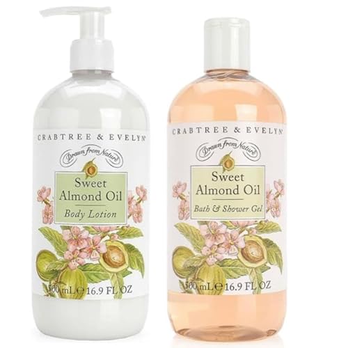 Crabtree & Evelyn Sweet Almond Oil Bath and Shower Gel & Body Lotion (16.9 fl oz each)