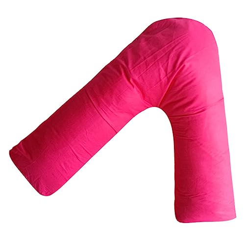 Altsuceser Orthopedic V Pillow with Complementary V Shaped Pillowcase for Back, Shoulder and Neck Support, Nursing Pregnancy Pillow with Removable Cover for Sleeping Rose Red