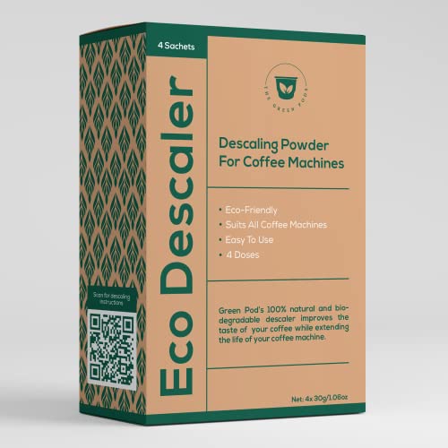 The Green Pods Eco Descaler - Coffee Machine Descaler Compatible With Nespresso, Keurig, Breville, DeLonghi, And All Others - Descaling Powder