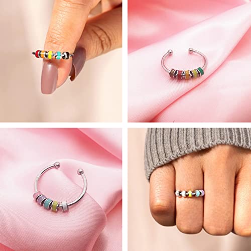 Long tiantian Daughter Gifts from Mom Fidget Ring Adjustable Open Spinner Worry Anxiety Rings for Women Mothers Day Gifts for Daughter