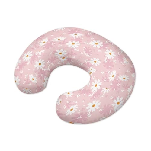 Goronwyfloyd Pink Flower Breastfeeding Pillow Cover Slipcover for Breastfeeding Pillows, Soft and Stretchy Safely Breastfeeding Pillow Cover Breathable and Washable
