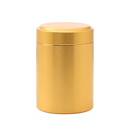 Ellylian Tea Tin Canister with Airtight Lids for Loose Tea and Tea Bags - Small Kitchen Canisters for Tea Coffee Sugar Storage, Loose Leaf Tea Tin Containers,Gold