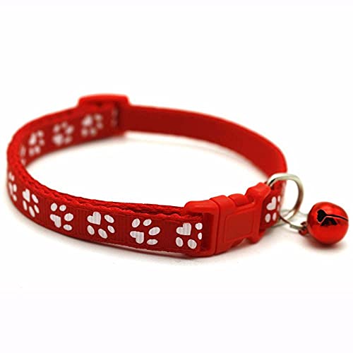 Cute Cats Bell Collar Cat Dog Necklace, for Puppy Cat Easy Wear with Bell Pet Supplies(red)