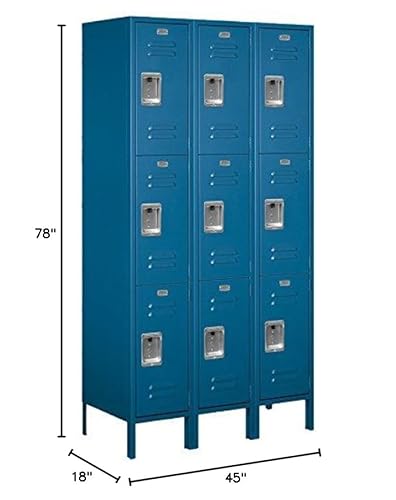 Salsbury Industries 53368BL-U Triple Tier 45-Inch Wide 6-Feet High 18-Inch Deep Unassembled Extra Wide Standard Metal Locker, Blue