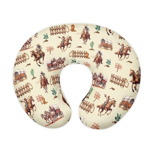 Tongluoye Western Cowboy Horse Nursing Pillow Cover for Boy Girl Breastfeeding Pillow Slipcovers Stretchable Newborn U-Shaped Breastfeeding Pillowcase Cushion Covers
