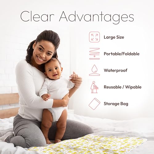 Changing Mat - Biggest Waterproof & Reusable Portable Changing Pad 25.5