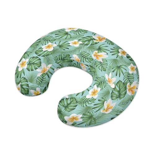 Psesaysky Flower Leaves Nursing Pillow Cover for Infant, Lightweight Neutral Breastfeeding Pillow Slipcover with Hidden Zipper, Removable Pillow Cover for Infant Snug