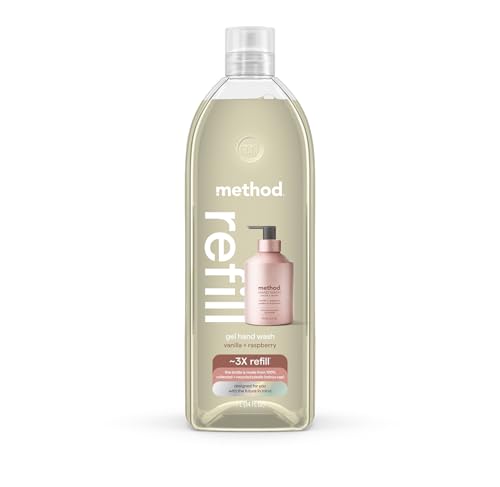 Method Gel Hand Soap Refill, Vanilla + Raspberry, Biodegradable Formula
