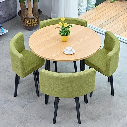 PUMPIE Office Reception Room Club Table and Chair Set Office Reception Round Table Simple Kitchen Dining Table for Kitchen Meeting Room Library Movie Theater Tea Shop (Color : Khaki)