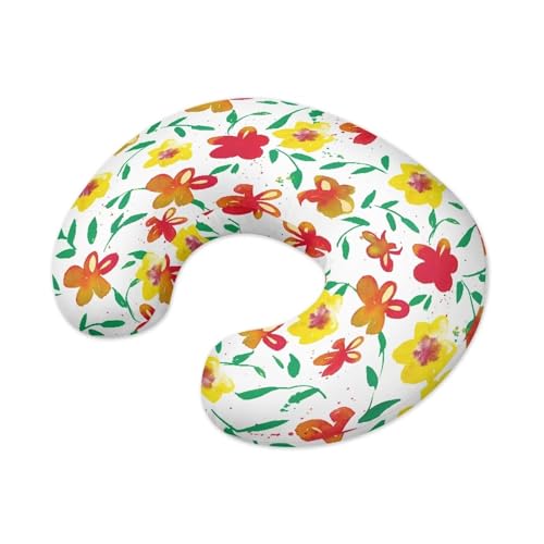 Qznuberone Nursing Pillow Cover for Baby Boy Girl, Stretchy Watercolor Petals Breastfeeding Pillow Slipcover, Lightweight Custom Gifts for Toddler Infant