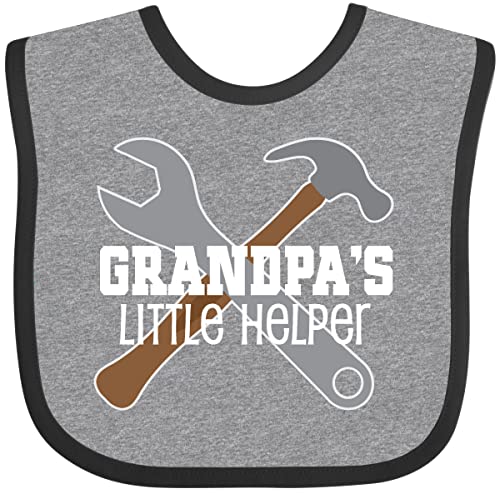 inktastic Grandpa's Little Helper Baby Bib Heather and Black 1c057