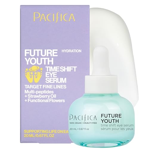 Pacifica Future Youth Time Shift Eye Serum – Peptide Eye Serum for Fine Lines & Dark Circles, Lifting & Firming Under Eye Treatment w/Flora + Peptide
