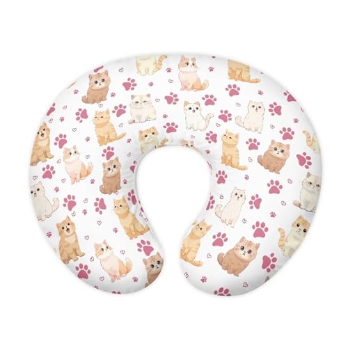 Goronwyfloyd Multi Cartoon Cat and Paw Breastfeeding Pillow Slipcover for Baby Newborn U-Shaped Breastfeeding Pillowcase Cushion Cover Easy to Use and Dustptoof