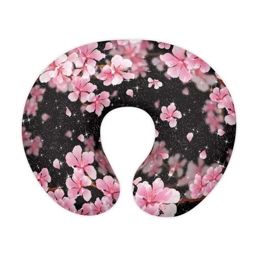 KUIFORTI Pink Cherry Nursing Pillow Cover Black Nursing Covers for Breastfeeding Pillowcase Throw Pillow Slipcovers Carrier Case Feeding Cushion Cover