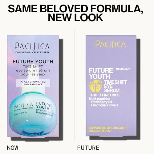 Pacifica Future Youth Time Shift Eye Serum – Peptide Eye Serum for Fine Lines & Dark Circles, Lifting & Firming Under Eye Treatment w/Flora + Peptide