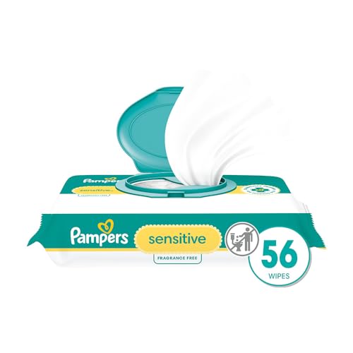 Pampers Baby Wipes Sensitive, Water Based Baby Wipes, Hypoallergenic and Unscented Baby Wipes