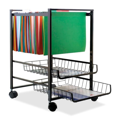 Advantus Mobile File Cart with Sliding Baskets, Metal