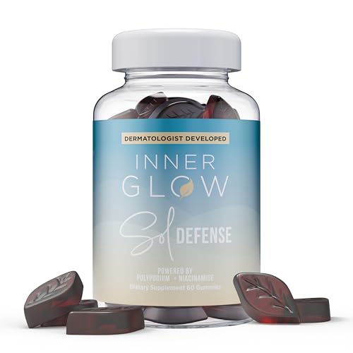 Inner Glow Sol Defense Gummies – Dermatologist & Plastic Surgeon-Formulated Skin Resilience Vitamin Supplement with Polypodium Leucotomos & Niacinamide, Passion Fruit Flavor