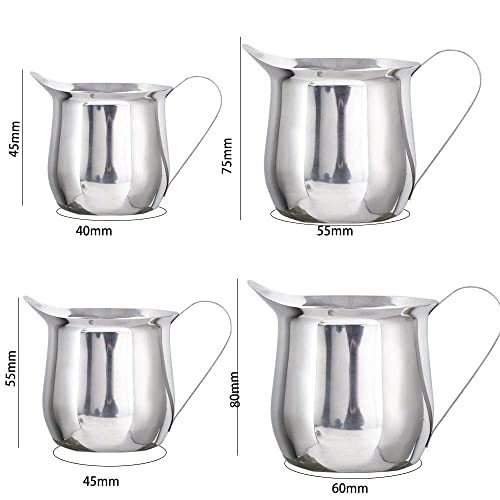 Milk Frothing Pitcher Coffee Cup,Stainless Steel Barista Latte Art Mugs Cappuccino Coffee Milk Frother Cups for Home, Office, Cafe(60ml 2oz)