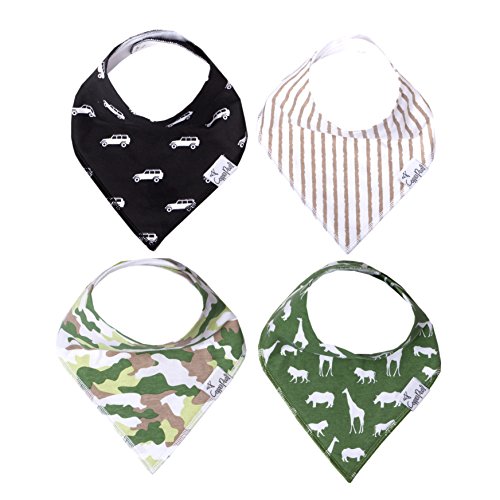 Copper Pearl Baby Bandana Drool Bibs for Drooling and Teething 4 Pack Gift Set for Boys “Safari Set