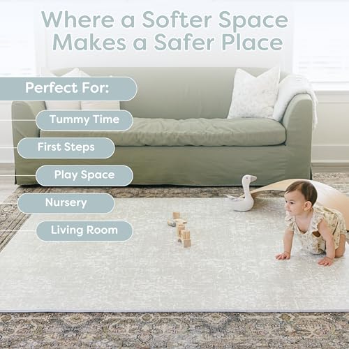 Little Landings Baby Play Mats for Floor - Eden (6x6ft) - Premium EVA Foam Play Mat for Babies & Toddlers - Perfect for Tummy Time, Crawling, Playroom - Stylish & Comfortable Kids Play Mat