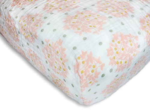 SwaddleDesigns Softest Cotton Muslin Fitted Crib Sheet, Toddler Sheet for Boys & Girls, Fits Standard Crib Mattress (28 x 52 inches), Pink Heavenly Floral