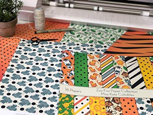 Miss Kate Cuttables Pattern Paper Pack - Zoo Fun - Scrapbook Premium Specialty Paper Single-Sided 12