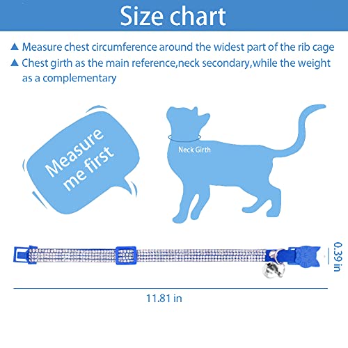 Aosora Cat Collar with Rhinestone Bling Cute Bells Leather Cat CollarsAccessories for Pet Collars ldeal for Girl Cats Male Cats(Pink)
