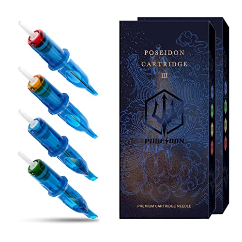POSEIDON V3 Tattoo Cartridge Needles 30PCS Mixed Size 3RL 5RL 7RL 5RM 7RM 9RM Disposable Steriled Needles with Membrane Safety Cartridges (30pcs #12 Standard)