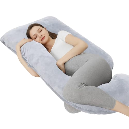 Stone & Black Home Pregnancy Pillow for Sleeping- Providing Extreme Comfort, Support, and Tranquility - Ensuring Relaxation Throughout Every Night's Rest (Cloud Gray)