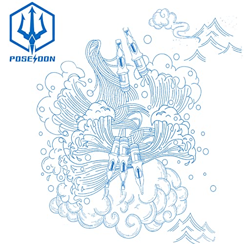 POSEIDON V3 Tattoo Cartridge Needles 30PCS Mixed Size 3RL 5RL 7RL 5RM 7RM 9RM Disposable Steriled Needles with Membrane Safety Cartridges (30pcs #12 Standard)