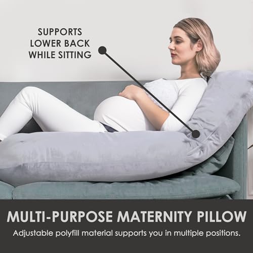 Stone & Black Home Pregnancy Pillow for Sleeping- Providing Extreme Comfort, Support, and Tranquility - Ensuring Relaxation Throughout Every Night's Rest (Cloud Gray)