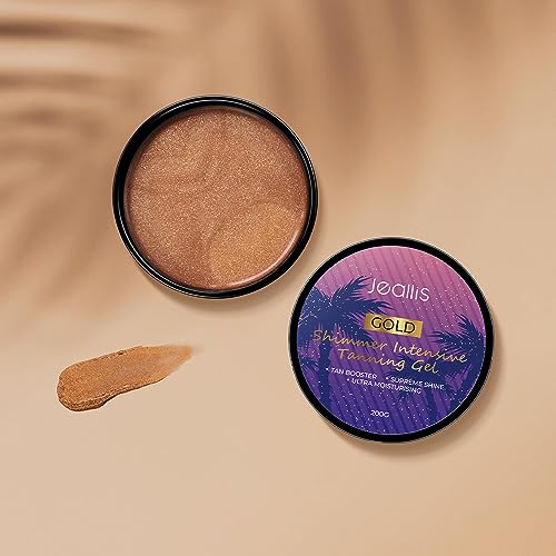 Jeallis Extreme Dark Intensive Tanning Luxe Gel, Tan Enhancer Carrot Gold Shimmer Tanning Gel For Outdoor Sun, Tanning Butter With Dark Carrot Sun Tanning Oil For Natural Faster Darker Tan Spf0 200ml