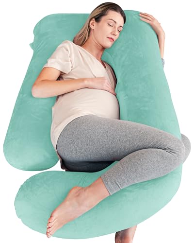Cute Castle Pregnancy Pillows, Soft U-Shape Maternity Pillow with Removable Cover - Full Body Pillows for Adults Sleeping - Pregnancy Must Haves - Jumbo 57 Inch - Turquoise