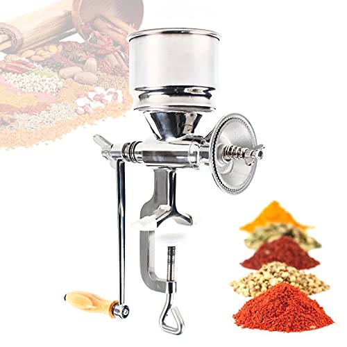 Manual Grain Mill Hand Grain Corn Grinder Stainless Steel Crank Mill Coffee Bean Grinder Mill for Wheat Grains Coffee Pepper Rice Chickpeas Seeds Bean Grinding Animals Feed Brewing Tool
