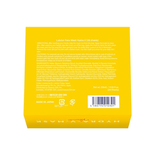 Lululun 28 EA Vitamin C Face Mask for Women & Men with 7 Herbs & 7 Vitamins for Pore Firming & Even Toning Skin, Daily Face Masks Skincare, Hydrating Facial Mask, Face Mask Sheets from Japan HYDRA V