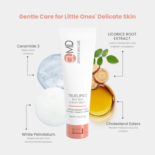 CLMD - TrueLipids Boo-Boo & Bum Balm – Soothing Baby Balm for Diaper Rash, Cuts, Scrapes & Burns – Non-Toxic, Hypoallergenic – Organic Skin Relief – 1.7 fl oz